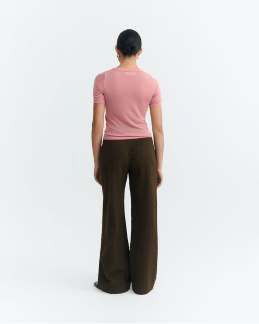 Thinking Mu Brown Wide Leg Seersucker Pants Manolita