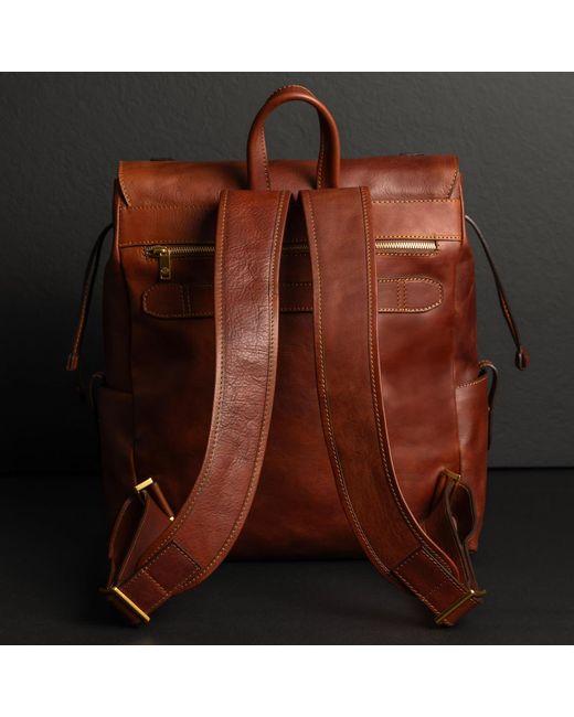 Time Resistance Brown Leather Backpack for men
