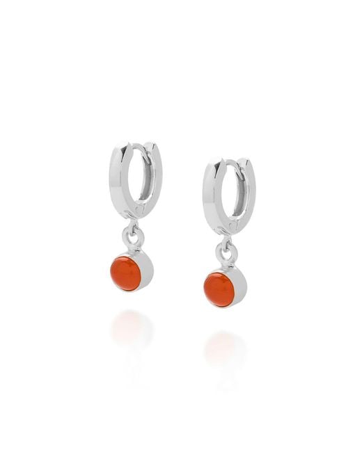 Nellou Jewellery White Gem Hoop July Birthstone Earrings Sterling