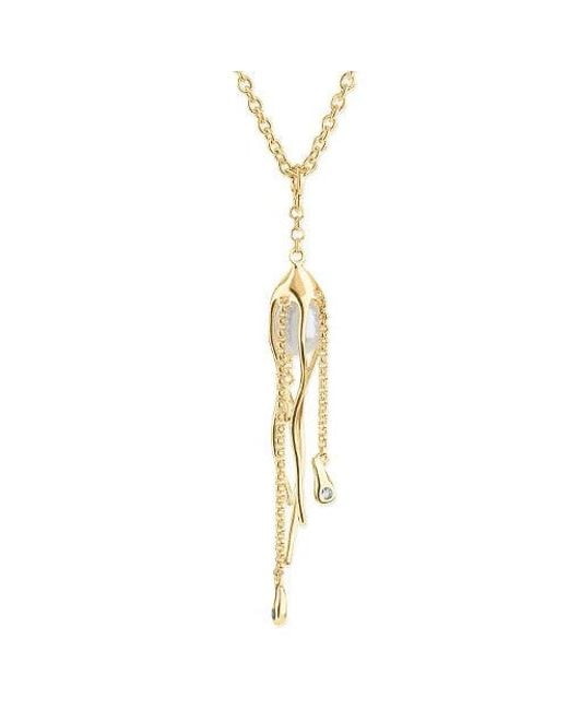 Lucy Quartermaine Metallic Pearl Drop Hug Pendant With Vermeil & Swarovski Crystals
