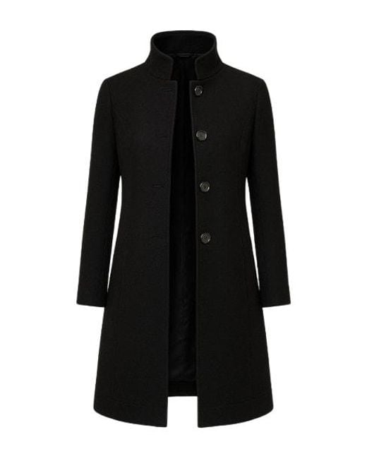 Conquista Black Coat With Button Detail