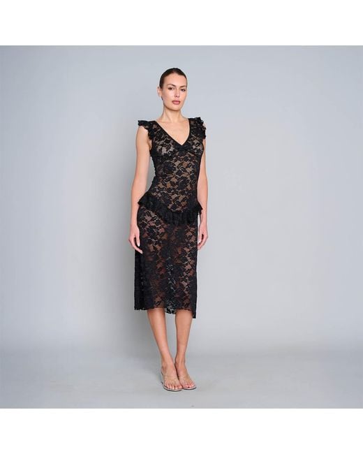 Love and Nostalgia Black Summer Love Lace Midi Dress