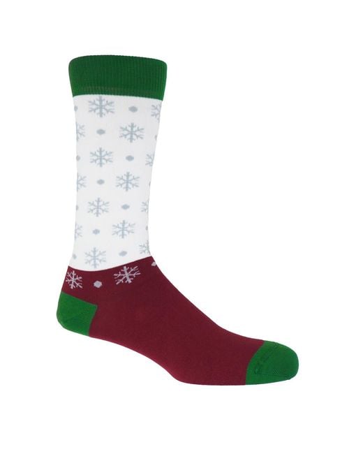 Peper Harow - Made in England Green Traditional Christmas Socks Two Pack for men