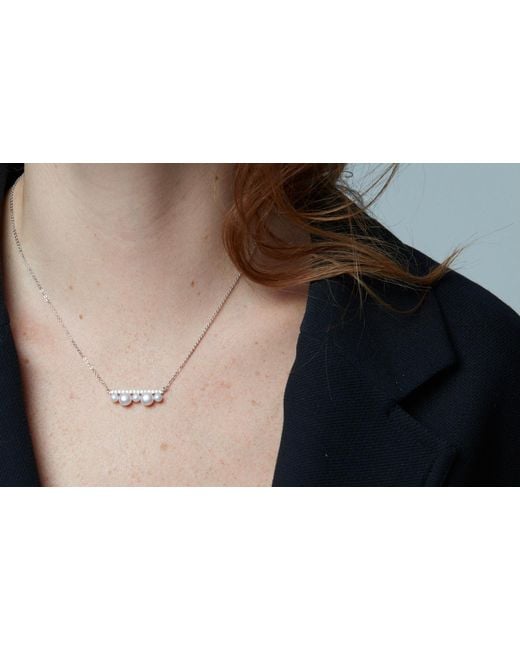 Pearls of the Orient Online Metallic Stella Cultured Freshwater Pearl & Cubic Zirconia Bar Pendant