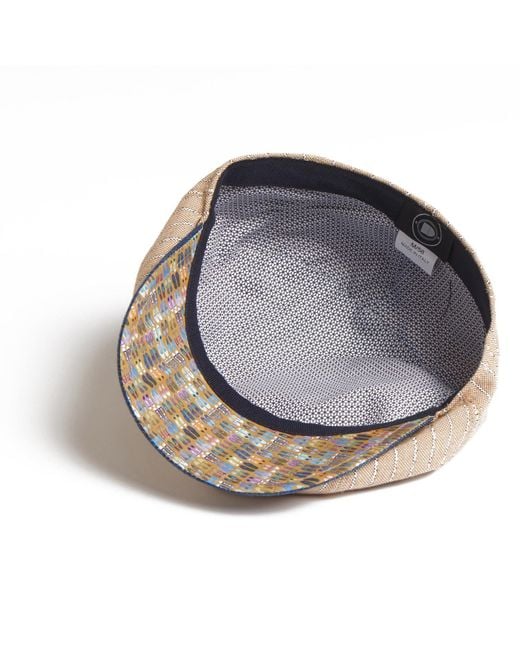 Dasmarca Hats Blue Neutrals Lloyd Stripe Peaked Summer Italian Linen Bakerboy Newsboy Cap for men