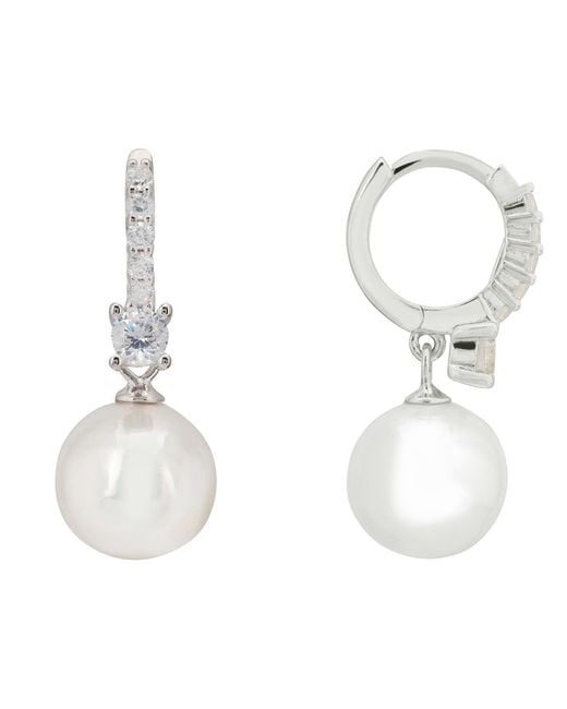 Latelita London White Serenity Pearl Hoop Earrings