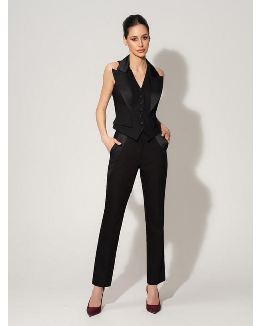 Tia Dorraine Black Single-Breasted Waistcoat & Tailored Trousers Set