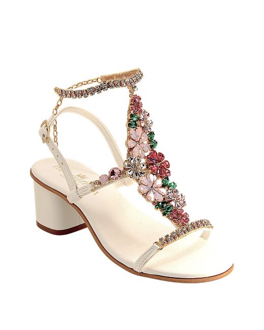 DAMAPREZIOSA Multicolor Daisy Bouquet Crystal Sandal