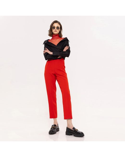 Nissa Red High Waisted Slim Pants