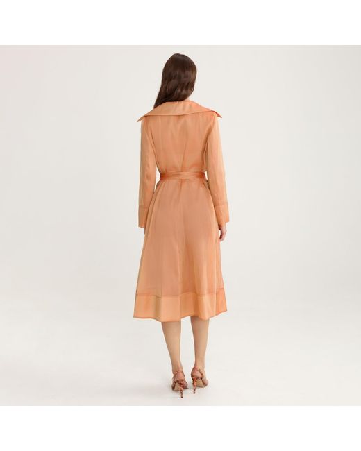 Lita Couture Brown See Through Organza Trench Coat