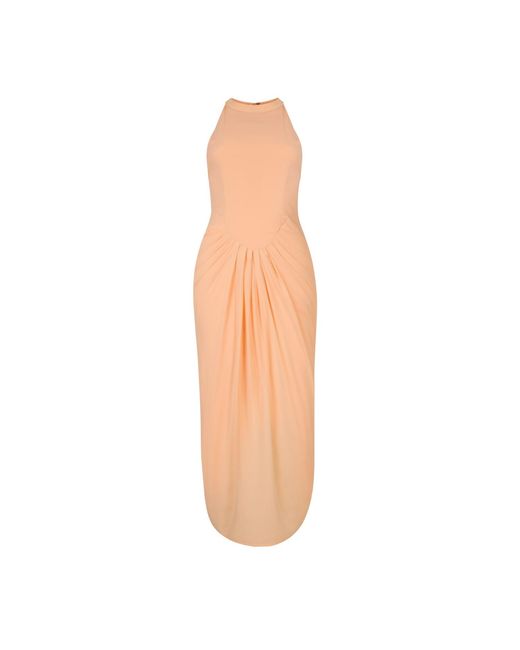 The Gt Atelier Orange Neutrals Peach Maxi Dress