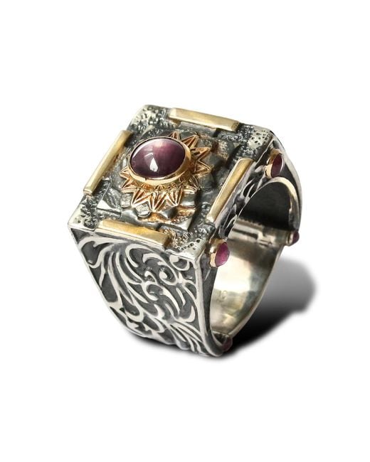 The Jewellery Store London Metallic Mystic Passion Ring. With Ruby