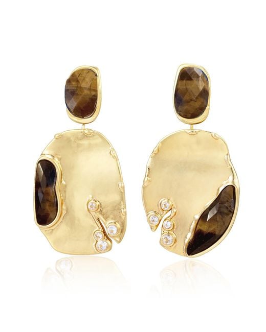 Rare Matters Jewelry Metallic Tiger's Eye Drop Earrings