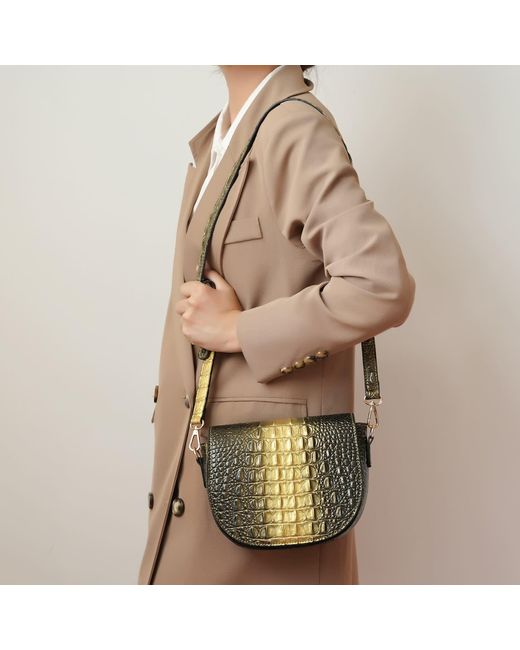 Mkf Collection - J'omor Green Amalia Croc-Embossed Crossbody Bag