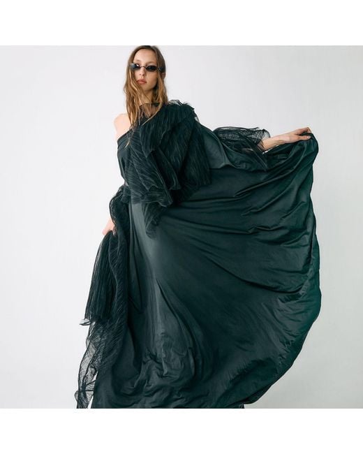 Miro Misljen Black Ethereal Drape Gown
