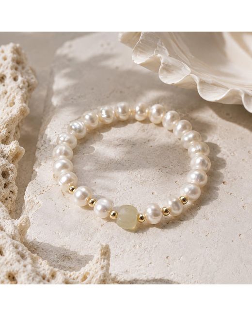ORIGIN OF HEARTS Metallic Marina Bracelet – Freshwater Pearl & Natural Hetian Jade Bracelet