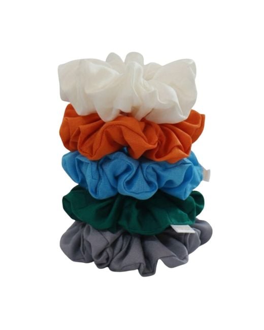 Silk and Bears Gray Pure Habotai Silk Scrunchie Set Of 5 – Emerald, Sky, Pearl