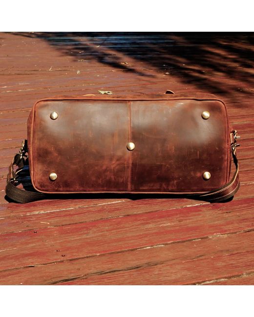 Touri Brown Genuine Leather Duffel With Suit Compartment for men