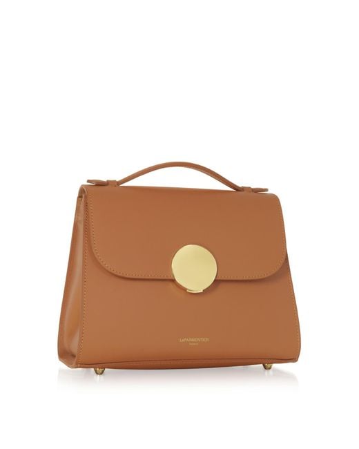 Le Parmentier Brown Bombo Top-Handle Satchel Bag W/Strap