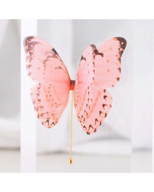Oana Savu Pink Silk Butterfly Brooch Pin Fairy Goddess Accessory