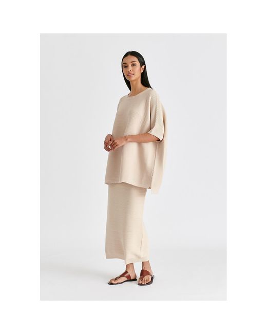 Paisie Natural Neutrals Short Sleeve Ribbed Jumper