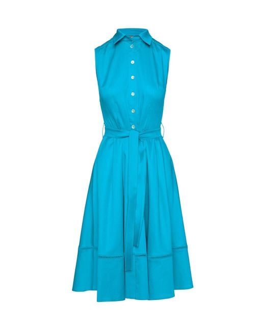 Conquista Blue Turquoise Button Detail Dress