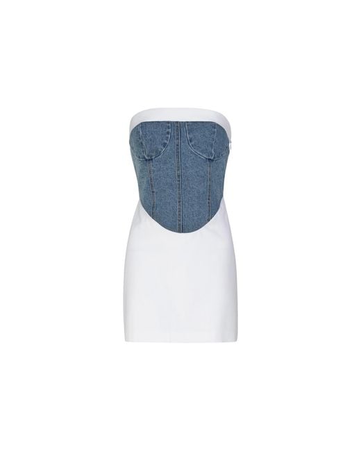 Circular Path Blue Donna Strapless Dress