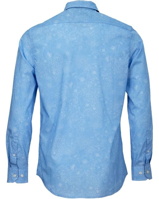 Lords of Harlech Blue Nigel Outline Floral Shirt for men