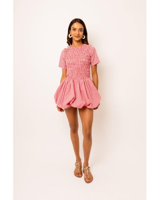 Amy Lynn Pink Eleanor Gingham Puffball Mini Dress