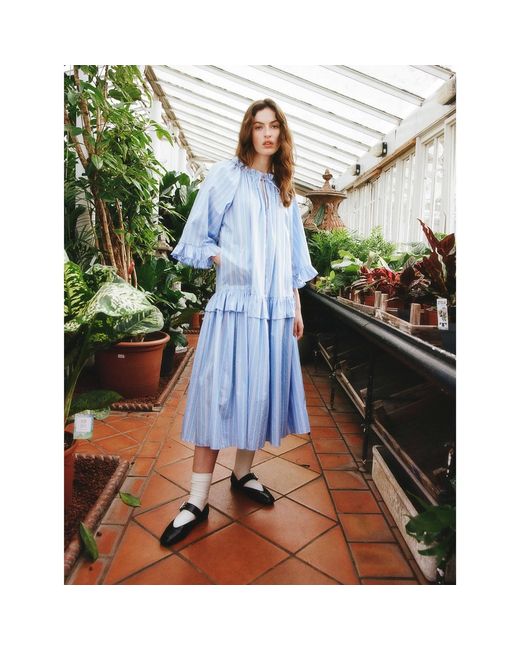 Lisa The Label Blue Le Jardin Blossom Puff Dress