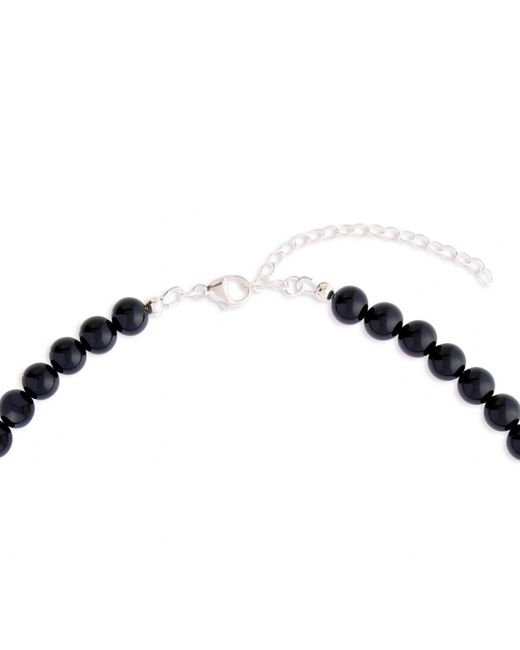 N'damus London Black Onyx Gemstone Necklace & Sterling Chain