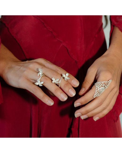 Raxada White Spellbound Flower Ring