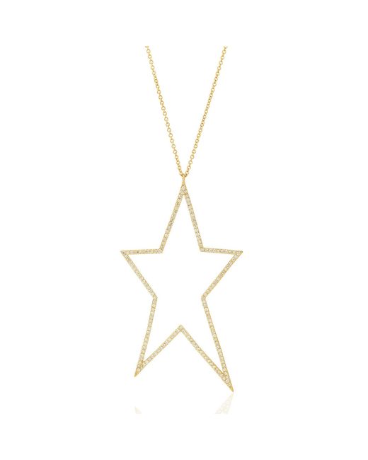 Artisan Metallic Radiant Starlight 14k Yellow Gold Natural White Diamond Star Necklace