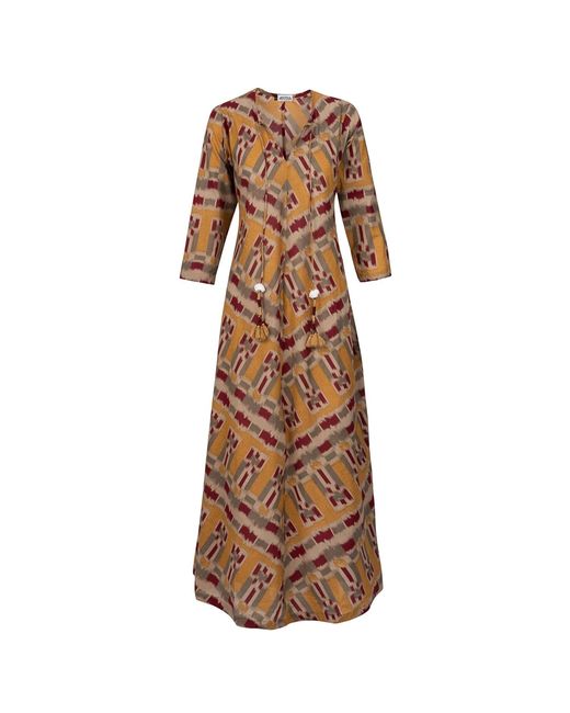 Antra Designs Brown Khaki Smudge Ikat Kaftan