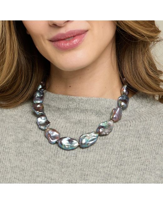 Pearls of the Orient Online Blue Decus Large Cultured Freshwater Baroque Pearl Necklace