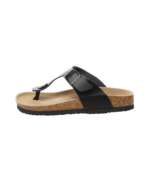 EverAu Australia Black Flamingo Leather Toe Thong Sandals