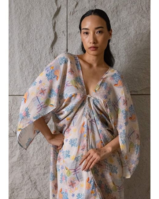 Maison Qala White Neutrals Sara Kaftan Dress