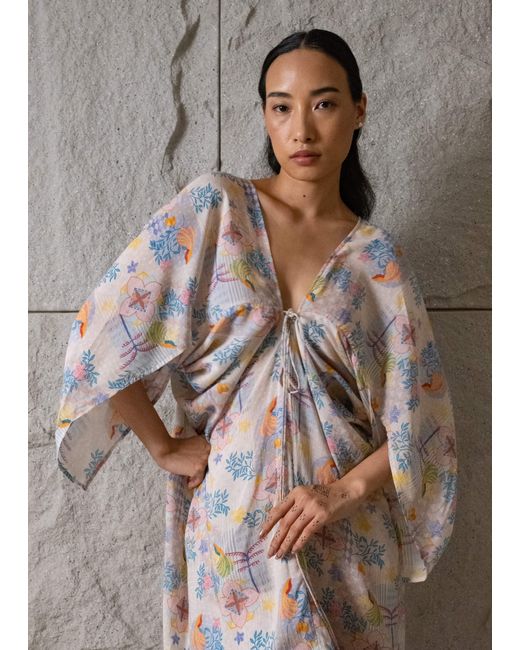 Maison Qala White Neutrals Sara Kaftan Dress