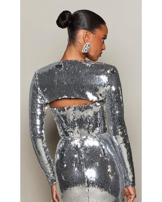 Moda Glam Gray Cyrene Sequin Bolero Jacket