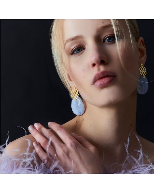 Lavani Jewels Blue Endless Knot Earrings