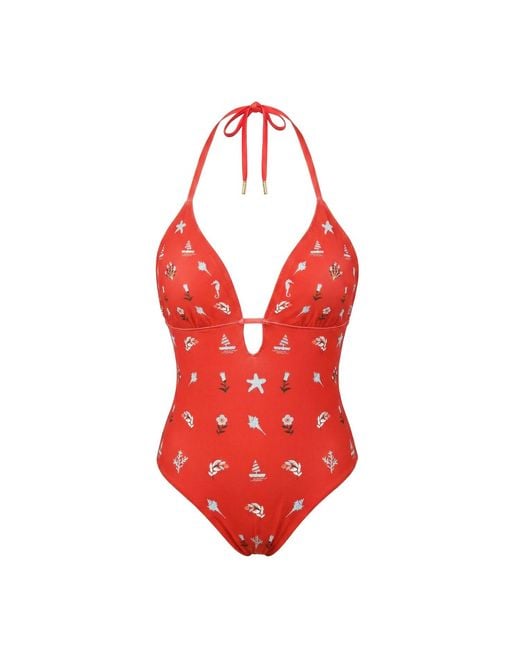 Jessie Zhao New York Red Coral Garden Reversible One Piece Swimsuit