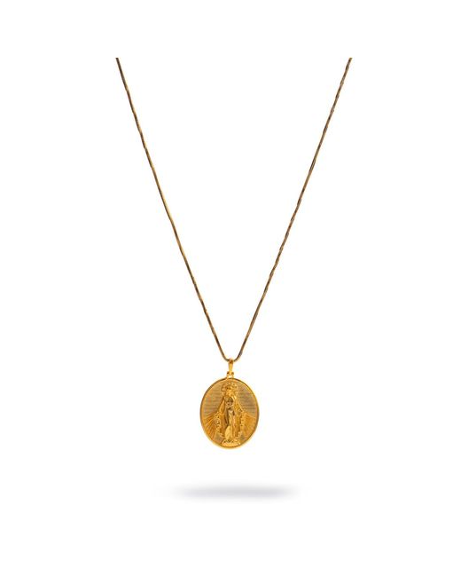 Ebru Jewelry Metallic Divine Grace Virgin Mary Medallion Necklace