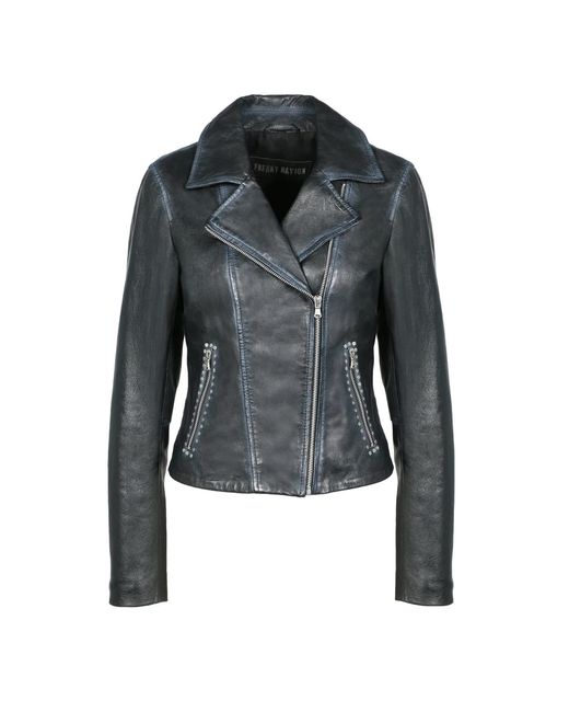 Freaky Nation Black Rivet Leather Biker Jacket
