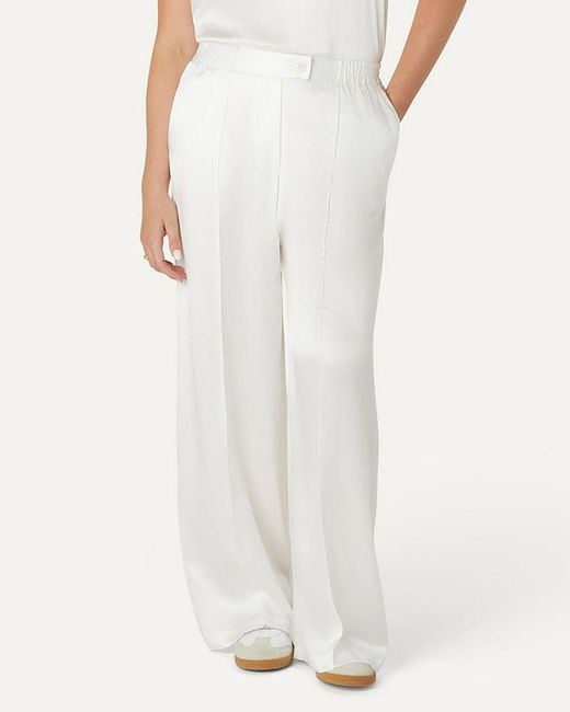 The Summer Edit White Lexi Sports Luxe Silk Trouser
