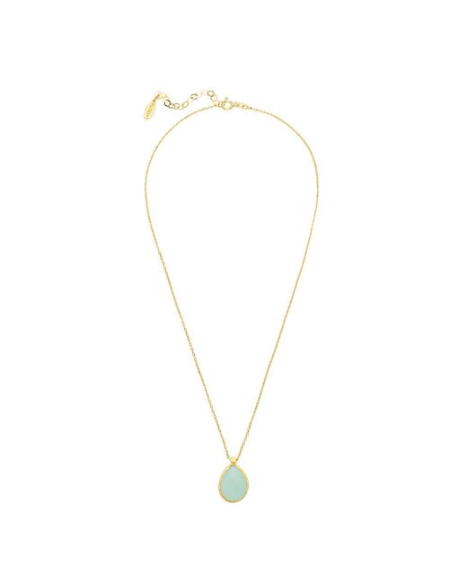 Latelita London Metallic Petite Drop Necklace Gold Aqua Chalcedony