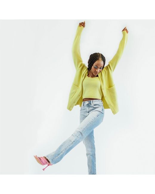 Zenzee Yellow Cashmere V-Neck Cardigan