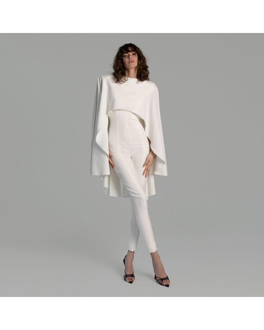 Sanctumum White Oleon Cape Jumpsuit