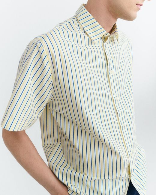 Thinking Mu White Paddy Striped Poplin Shirt for men