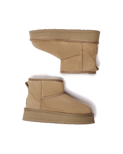 EverAu Australia Brown Dusky Leather Platform Short Boots