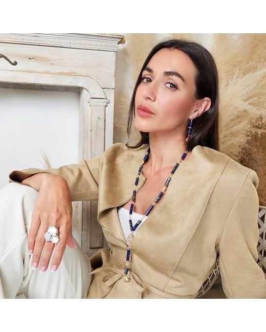 Farra White Baroque Pearls Statement Ring